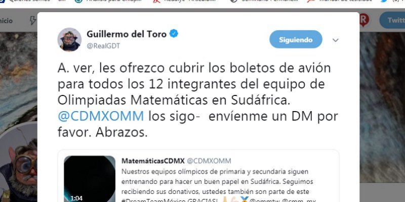 Del Toro pagará boletos de avión de niños mexicanos para olimpiadas de matemáticas.