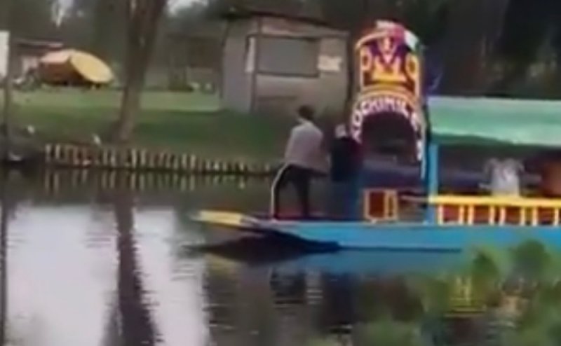 VIDEO: Captan a sujeto orinando desde una trajinera en los canales de Xochimilco. 