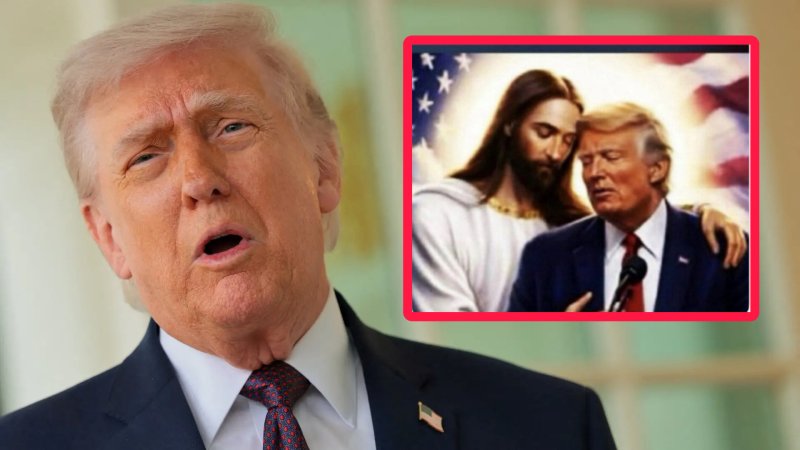 Trump insiste y revive polémica por imagen donde aparece junto a Jesús pese a críticas