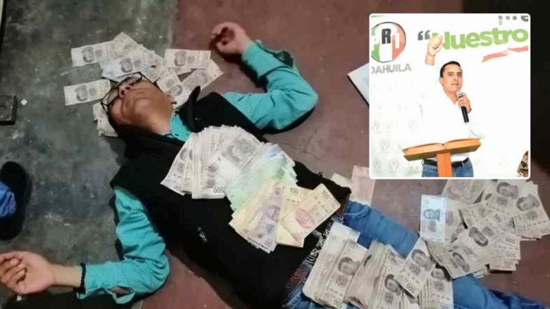 Primo de alcalde priista presume foto acostado entre billetes y