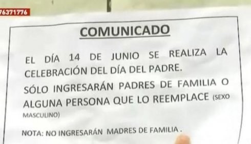 Escuela prohíbe que madres solteras asistan al festejo del Día del Padre.