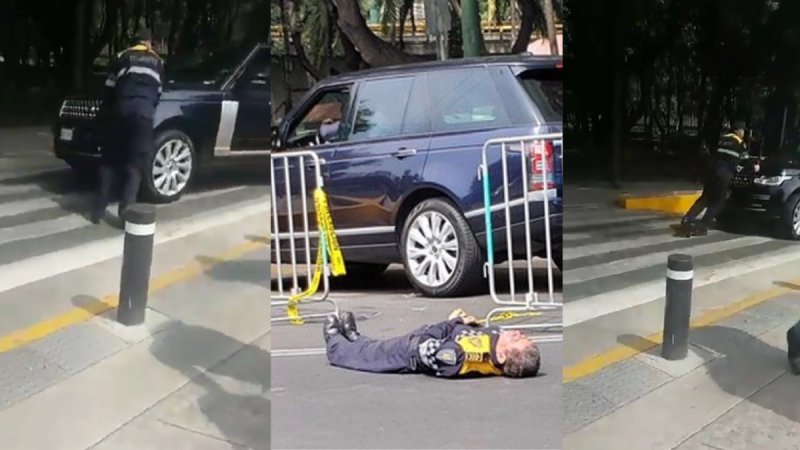 #LordMaraton noquea a policía cuando bloqueaba calle para cauce de Maratón. 