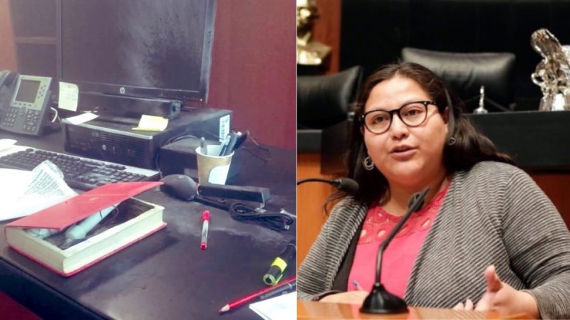 Detona “libro bomba” en oficina de senadora Citlali Hernández de Morena.