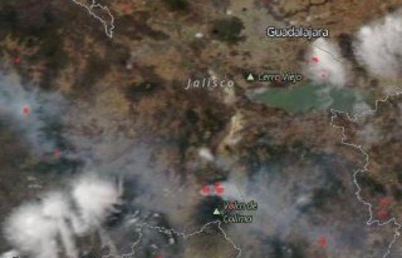 La NASA capta desde el espacio el incendio en el Bosque de La Primavera en Jalisco.