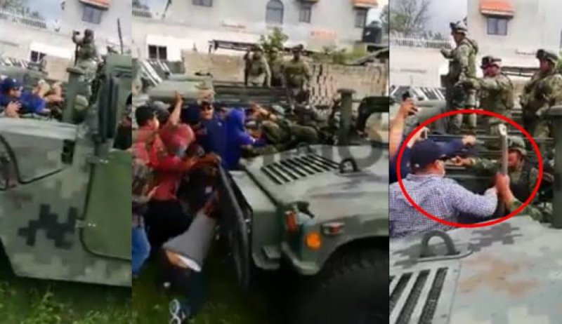 Pobladores agreden al Ejército en Puebla, militares realizan disparos. 