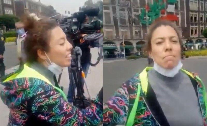 Mujer “cachetea“ a persona que la grababa en el Zócalo y la llaman Lady Frenadora