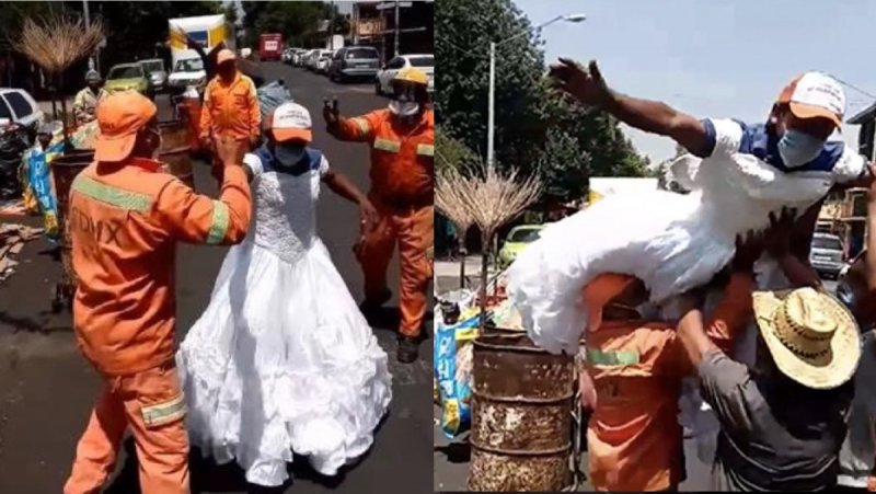 Barrenderos encuentran vestido de XV años y arman tremenda PACHANGA (VIDEO)y