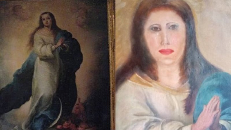 RESTAURACIÓN de La Inmaculada TERMINÓ siendo un TERRIBLE Ecce Homo 