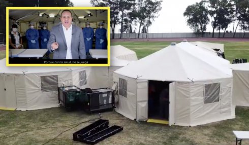 Cuauhtémoc Blanco instaló hospital móvil para grabar spot electoral y NO para atender coronavirus