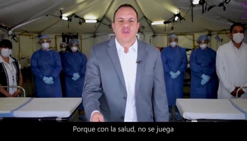 Montan hospital móvil para que Cuauhtémoc grabe spot y los retiran al terminar