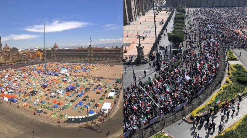 Policía CDMX dice que fueron 5,000 en el Zócalo, FRENAAA asegura más de100,000