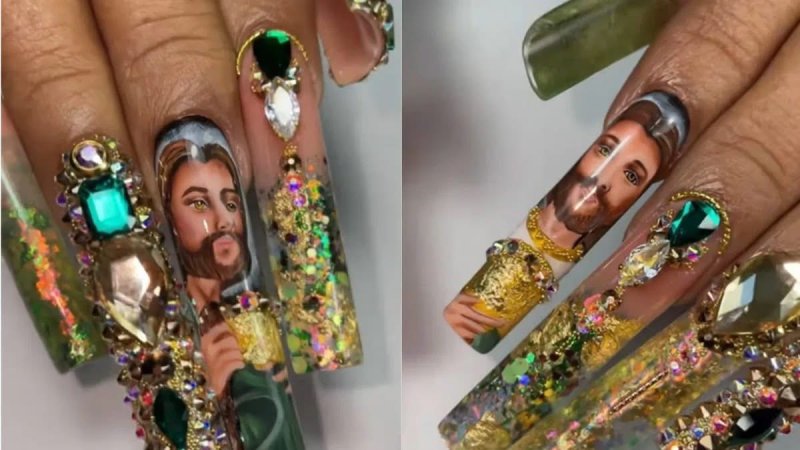 ¡Uñas de San Judas Tadeo de 11 mil pesos! El diseño viral que sorprende en redes sociales