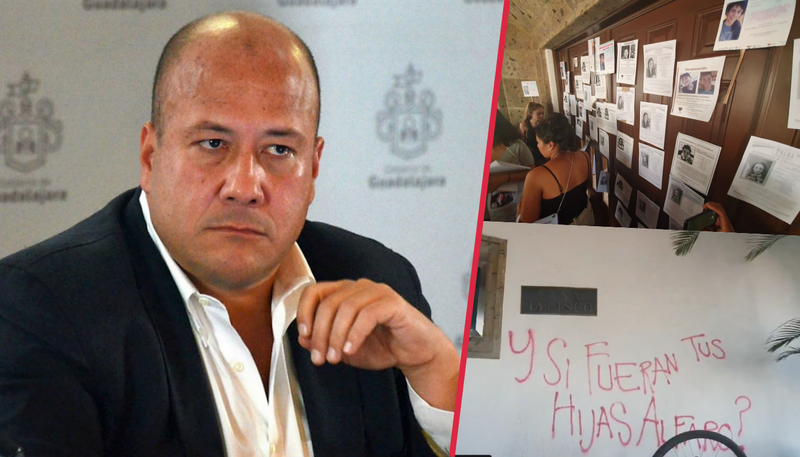 Familiares de desaparecidos se manifiestan contra Alfaro en Casa Jalisco. 