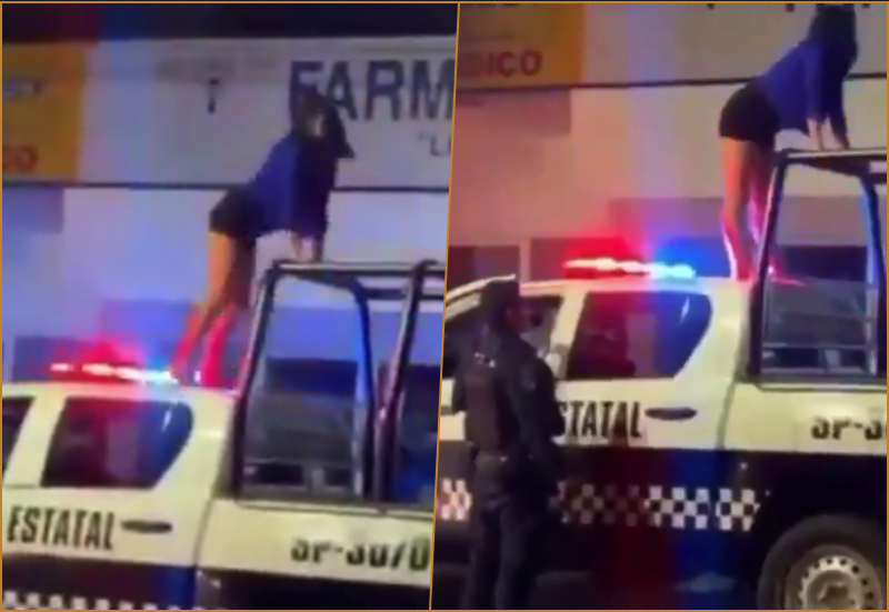 Joven hace “twerking” arriba de patrulla en Veracruz y se hace viral