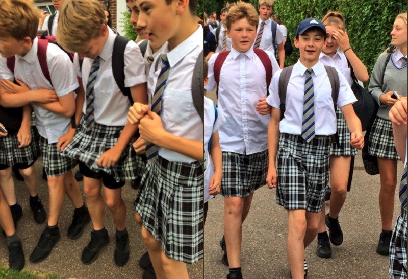 Niños ingleses decidieron ir en falda a su escuela por esta razón