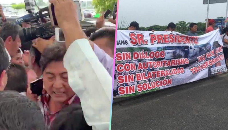 Por primera vez reciben con reclamos a AMLO en un aeropuerto, sucedió en Chiapas (VIDEO)