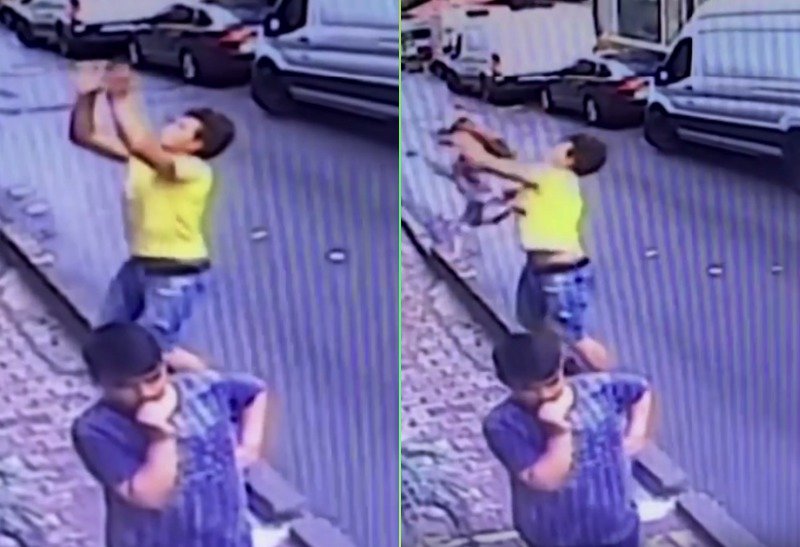 Rescatan a niña que cayó de un segundo piso (VIDEO)