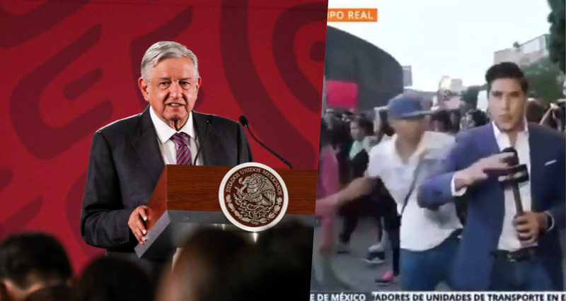 AMLO expresa solidaridad con reporteros agredidos en marcha y exige respeto para ellos.