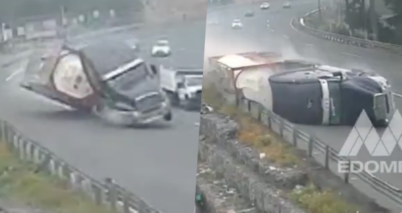 Captan encontronazo mortal de trailer contra 2 personas en la México-Toluca (VIDEO)