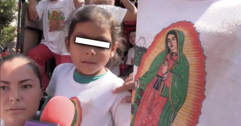 Reportan aparición de Virgen de Guadalupe en camiseta de niña en Chiapas (VIDEO)