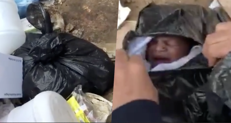 Rescatan a recién nacido que se encontraba en la basura; estaba envuelto en una bolsa (VIDEO)