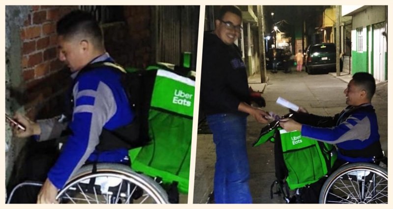Repartidor de Uber Eats en silla de ruedas se vuelve viral en Moreliay