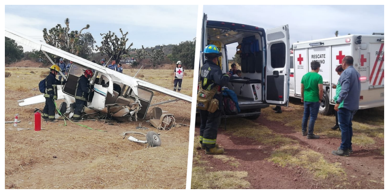 Se desploma avioneta en Pachuca; pasajeros salen ilesos del choque