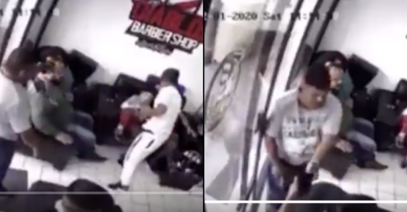 Rateros asaltan barbería a punta de pistola y le roban hasta a un niño (VIDEO)