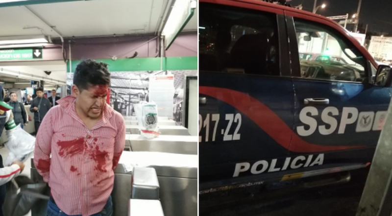 Ciudadanos le dan su merecido a sujeto que intentó asaltar con pistola de juguete en el Metro