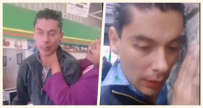 Mamá descubre a sujeto grabando a su hija y lo somete para entregarlo a las autoridades