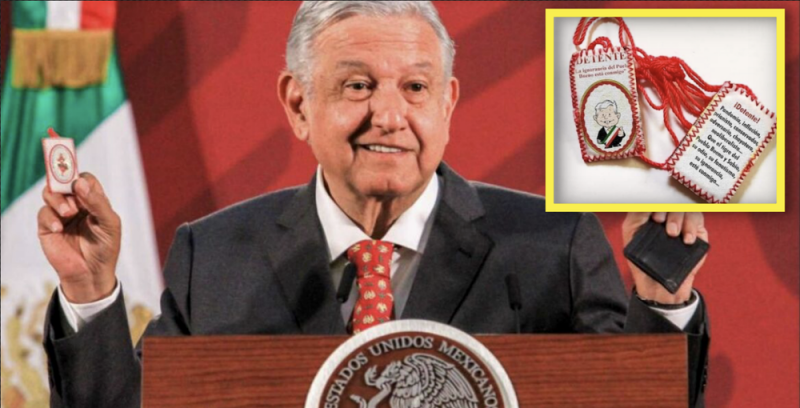 AMLO presenta amuletos para su buena suerte y usuarios reaccionan con divertidos memes y