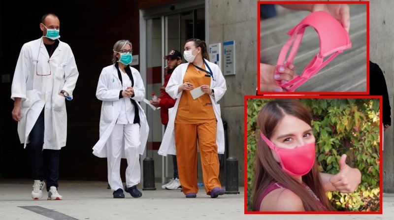 Médicos de EU usan mascarillas hechas con brasieres