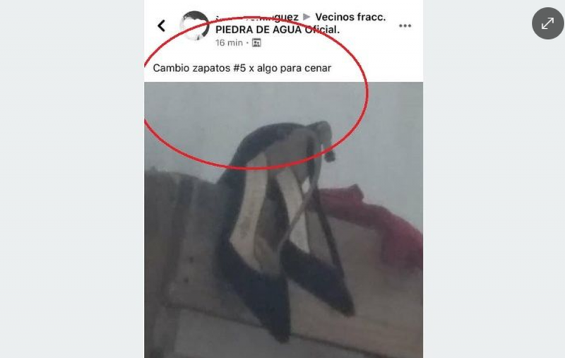 Desesperada por no tener trabajo en la cuarentena, mujer cambia zapatos por comida en Yucatán
