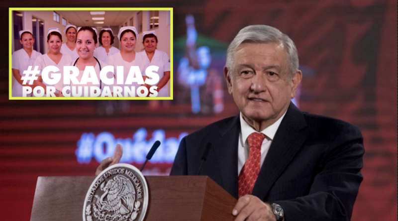 Felícita AMLO a enfermeras y enfermeros en su día