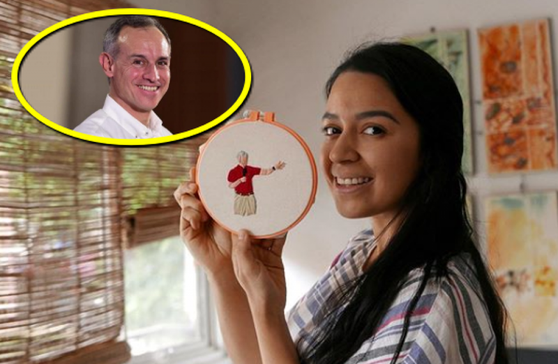 Así AGRADECIÓ López Gatell a una mujer que le REGALÓ un bordado