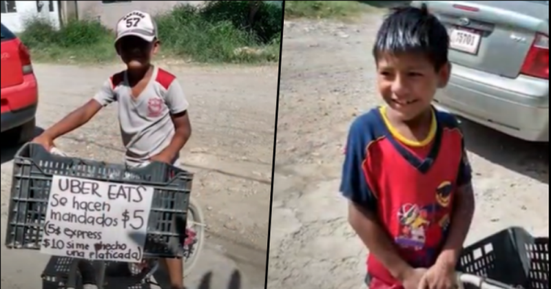 REGALAN tableta a Iker, el niño de los mandados por 5 pesos