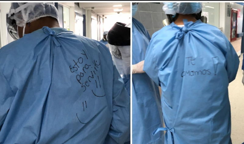 Médicos del ISSSTE escriben sus trajes MENSAJES de ALIENTO: “Estoy CONTIGO”