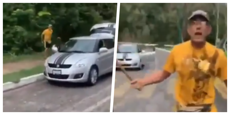 Mujer graba a ITALIANO tirando basura, este enfurece y la golpea con un bat (VIDEO)