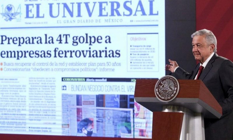 AMLO DESMIENTE nota de EL UNIVERSAL de supuesta NACIONALIZACIÓN ferroviaria