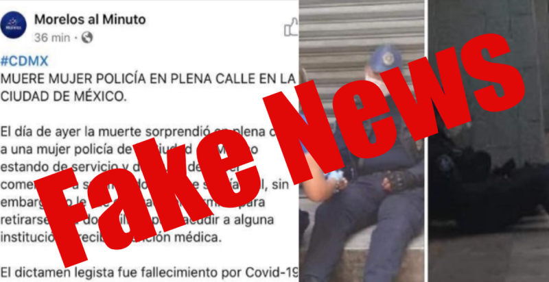 #FakeNews DESMIENTEN muerte de mujer policía en calle de CDMX