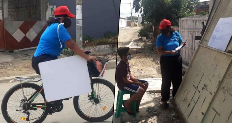 Maestra viaja en bici para enseñar a estudiantes que no tienen INTERNET