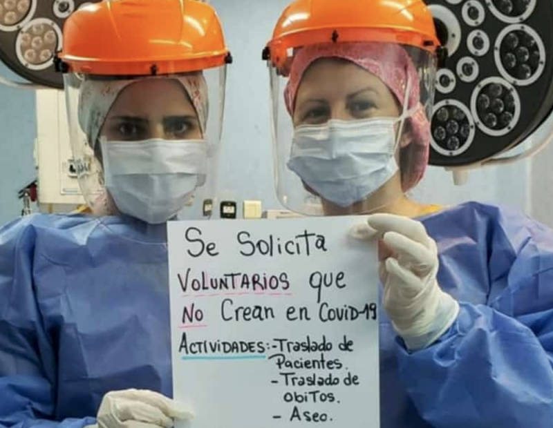 Enfermeras solicitan VOLUNTARIOS que no crean en el COVID19 para que trabajen con ellas y