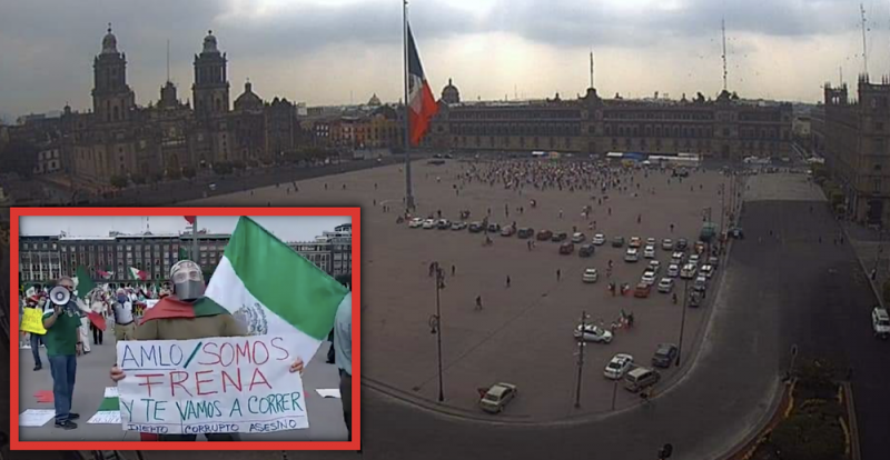 Integrantes de Frente Anti AMLO se manifiestan en Palacio y usan el Zócalo de ESTACIONAMIENTO 