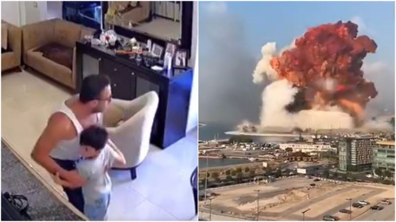 Padre usa su cuerpo para proteger a su hijo de TERRIBLE explosión en Beirut (VIDEO)