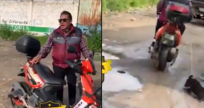 ¡Indignante! Sujeto arrastra a perrito con su moto en el EDOMEX y las redes ENFURECEN