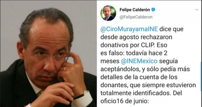 Calderón se arrepiente y borra tuit donde le daba la razón al INE para no darle registro