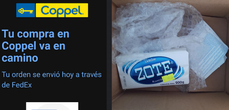 Sujeto compra perfume de mil pesos en Coppel y le llega un JABÓN ZOTE