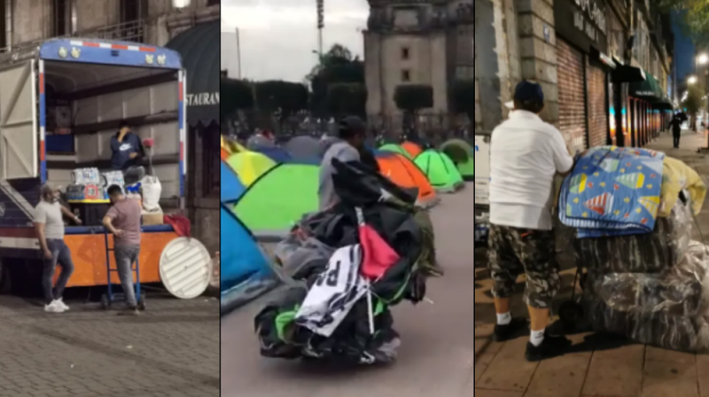 Líderes de FRENAAA no duermen en plantón del Zócalo; dejan a sus EMPLEADOS en su representación