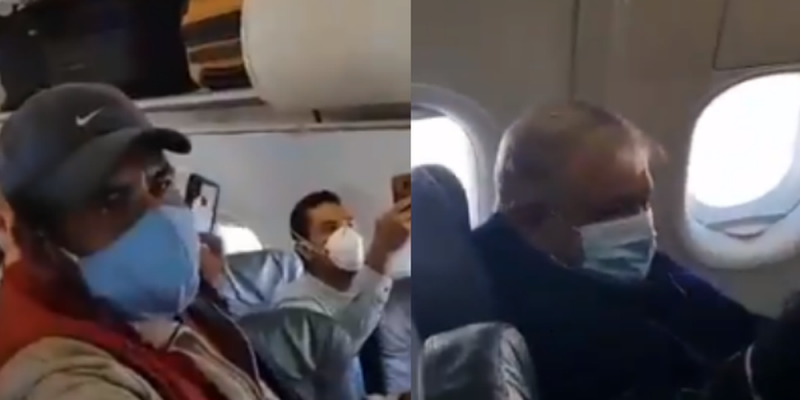 “¿No cumplió, qué? Mejor cállate cabr...”, ciudadanos CALLAN a pasajero que increpó a AMLO en vuelo