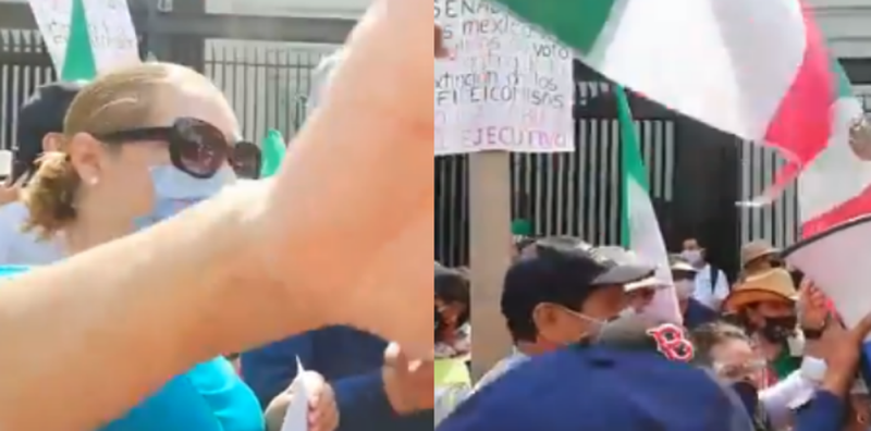 Manifestantes de FRENAAA GOLPEAN a periodista que les hizo el favor de cubrirlos (VIDEO)